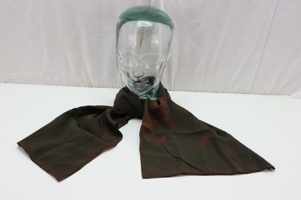 WWII US Rayon Scarf Dark olive green aka chocolate 12in W x 50in L each E307