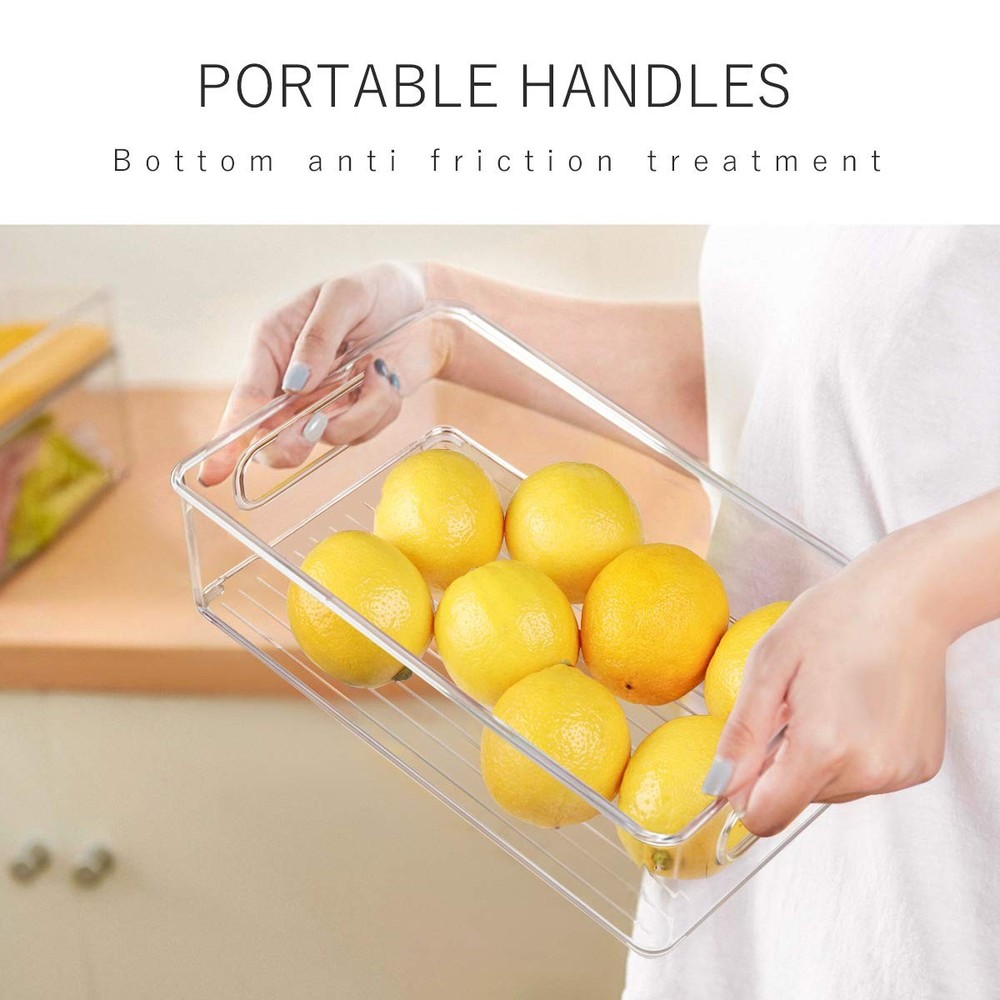 Stackable Refrigerator Organizer Bins - 6 Pack Clear Kitchen Containers