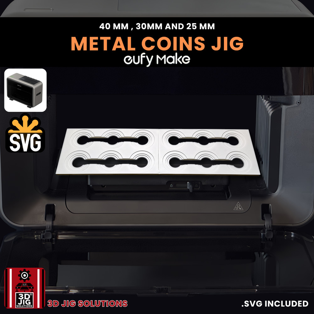 EufyMake E1 UV Printer Jig | Challenge Coin & Pendant Template