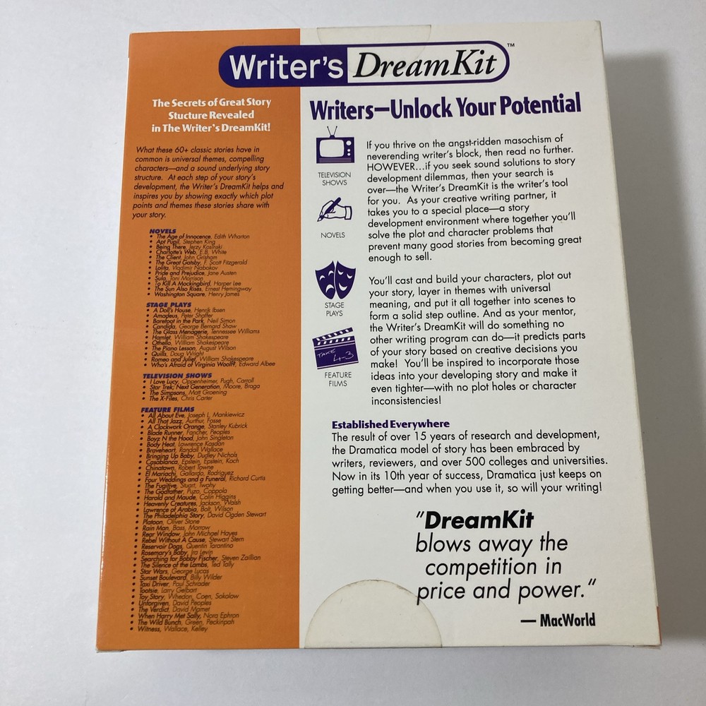 Dramatica Writers Dream Kit Version 4 Mac OS X 10.2 Windows XP Software NEW