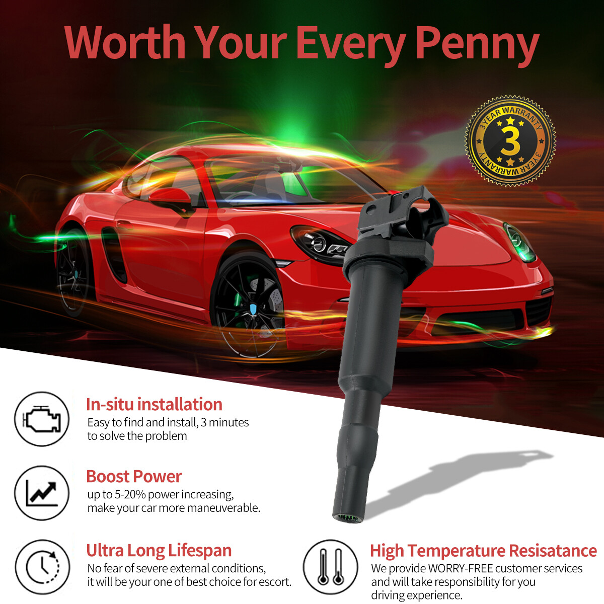 ✅ OEM 6 Ignition Coil + Iridium Spark plugs for BMW 128 335 328 528 535 X5 UF592