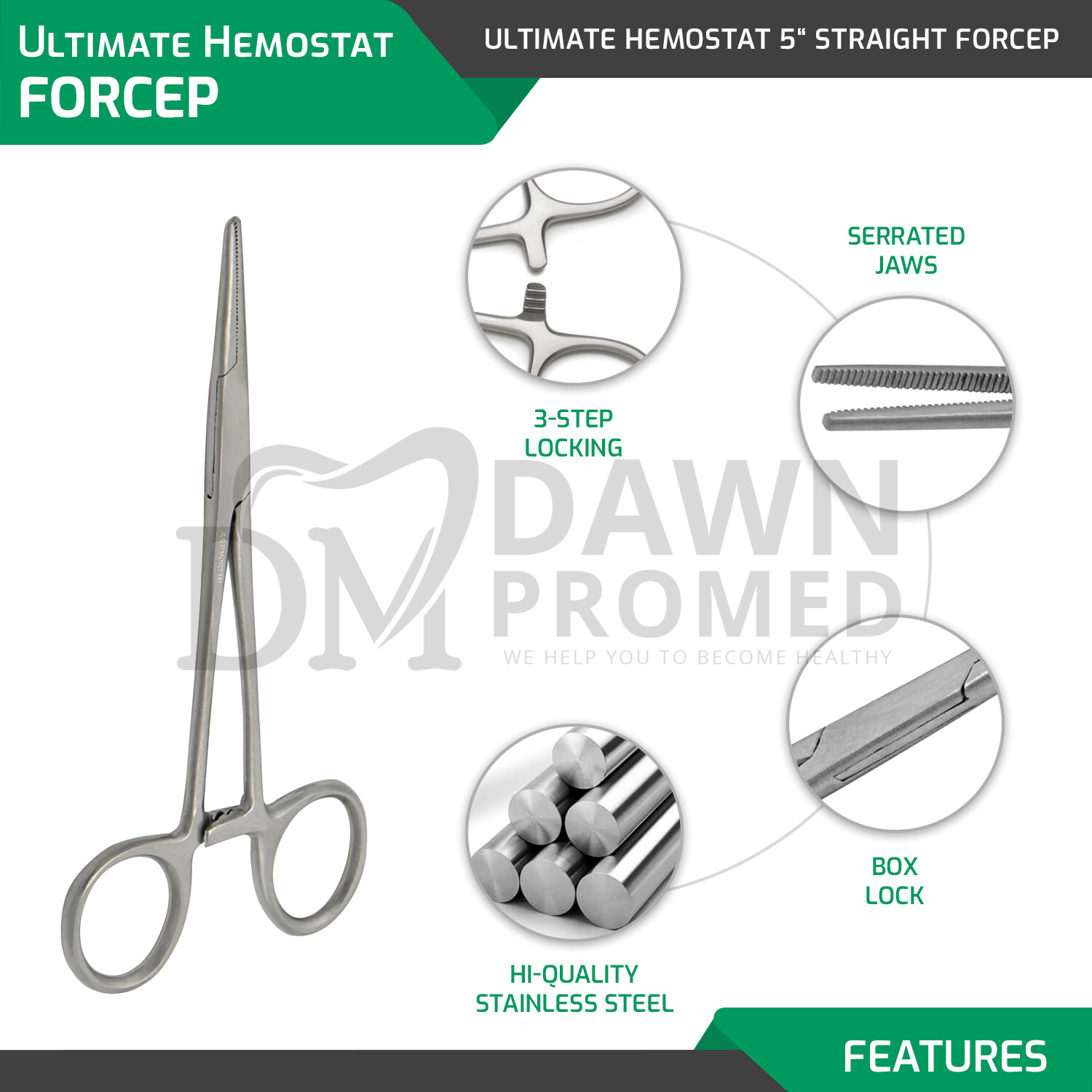 10 Pcs Mosquito Hemostat Locking Forceps 5" Curved & Straight Surgical German GR