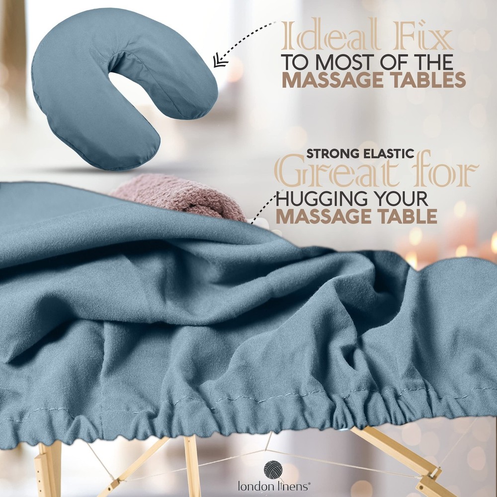 London Linens Soft Microfiber Massage Table Sheets 3 Piece Set - Light Blue