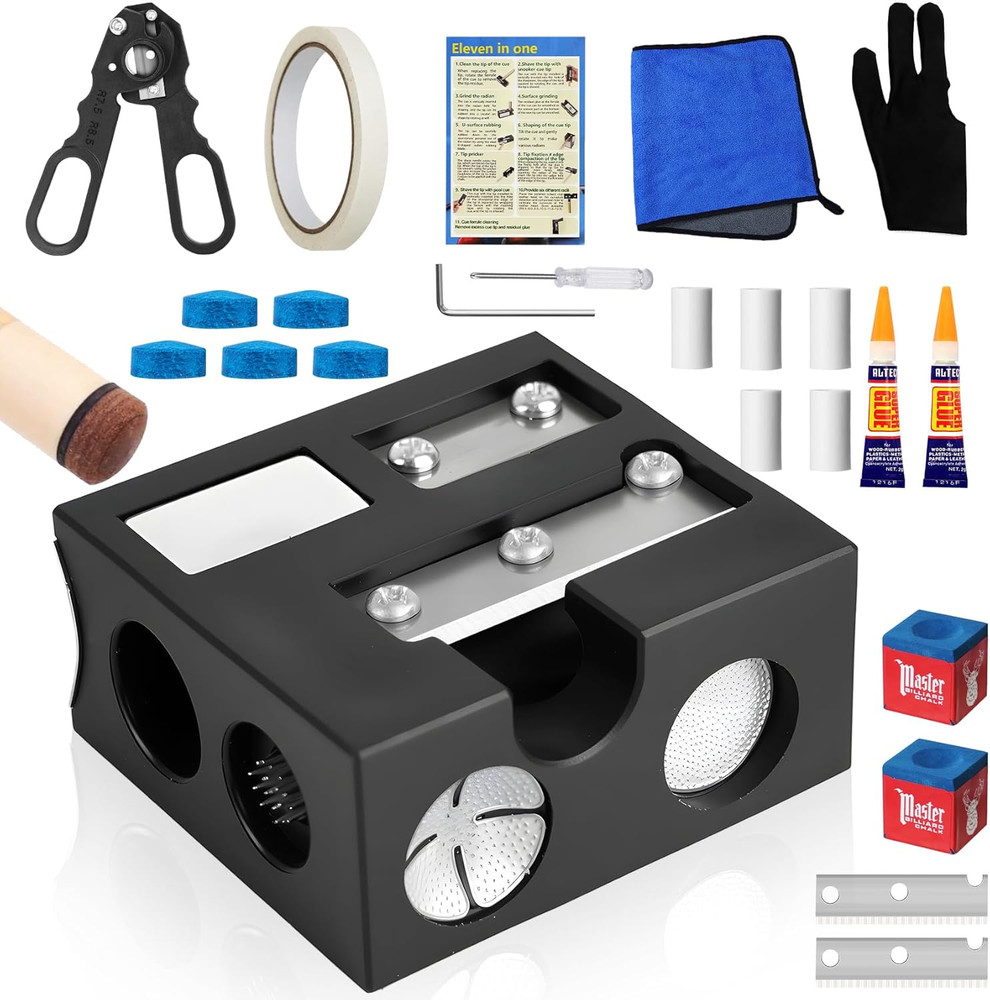 Billiards Pool Cue Tip Shaper, Pool Cue Tips Replacement Kit, Pool Cue Shaper, P