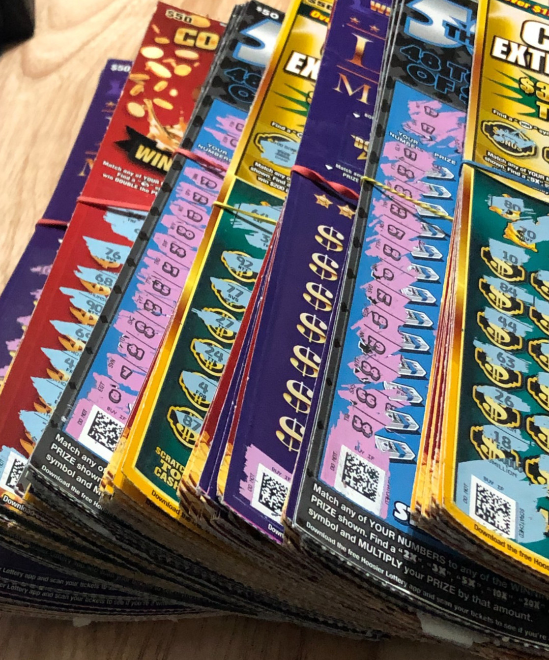 $6,000 Worth of Indiana NON-WINNING used $50 Lottery Scratch off Tickets 2025