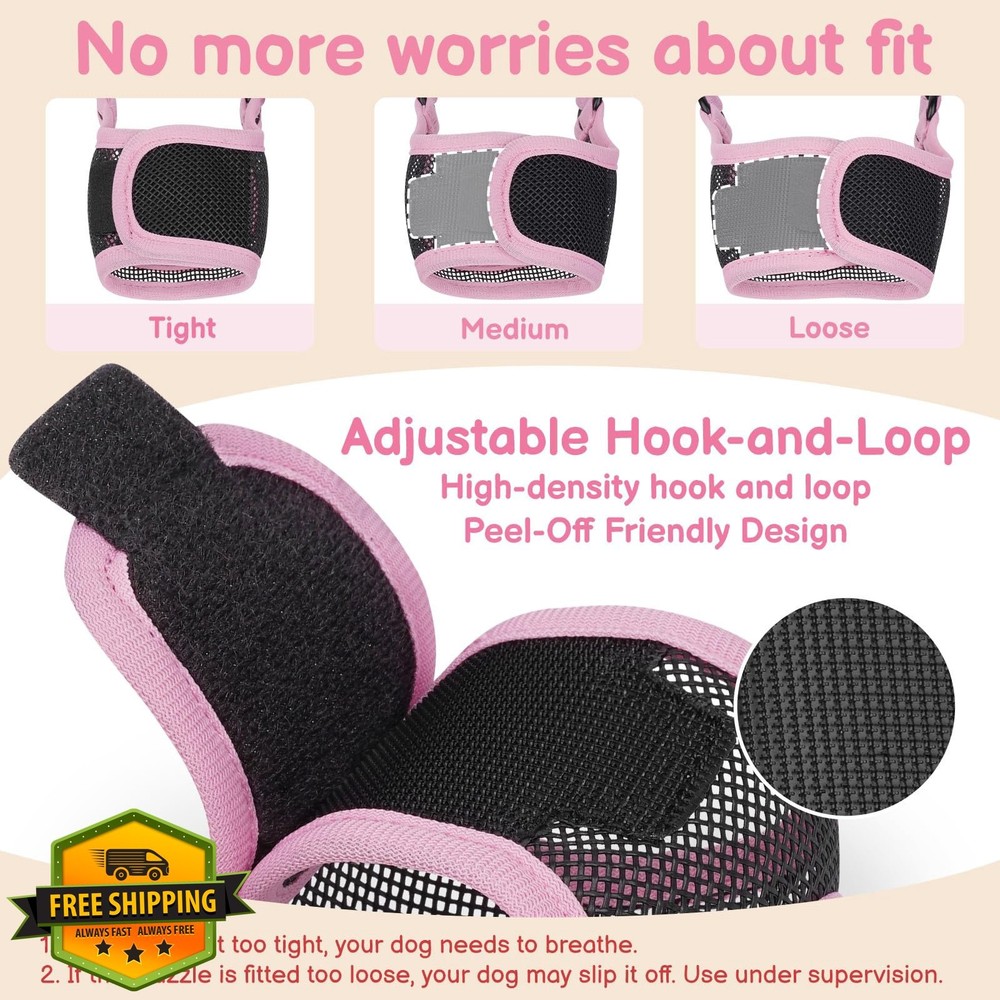Mayerzon Pink Mesh Dog Muzzle S Small Medium Soft Breathable Prevent Bite