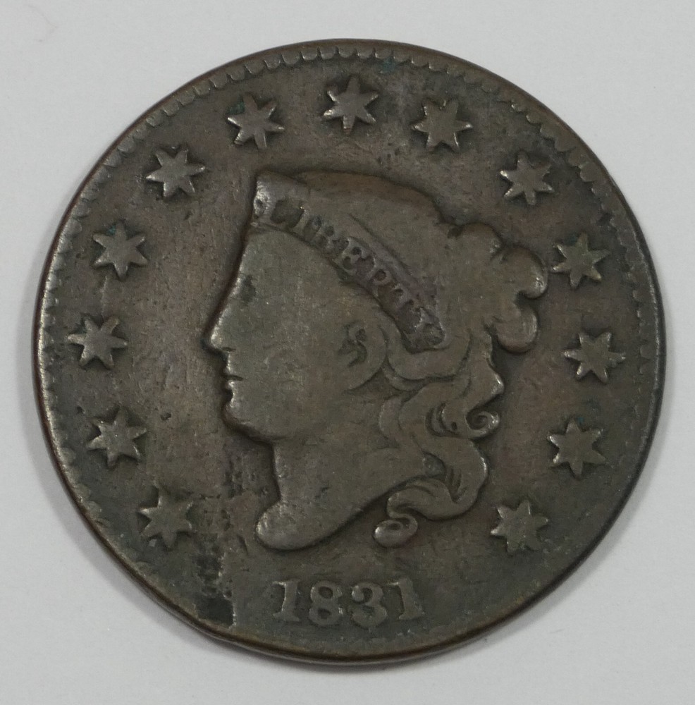 1831 Coronet Head Large Cent VERY GOOD 1c ~ Surface Marks