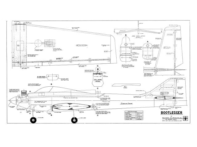 Bootlegger Pattern Plane 64" Wingspan RC Model Airplane Printed Plans &Templates