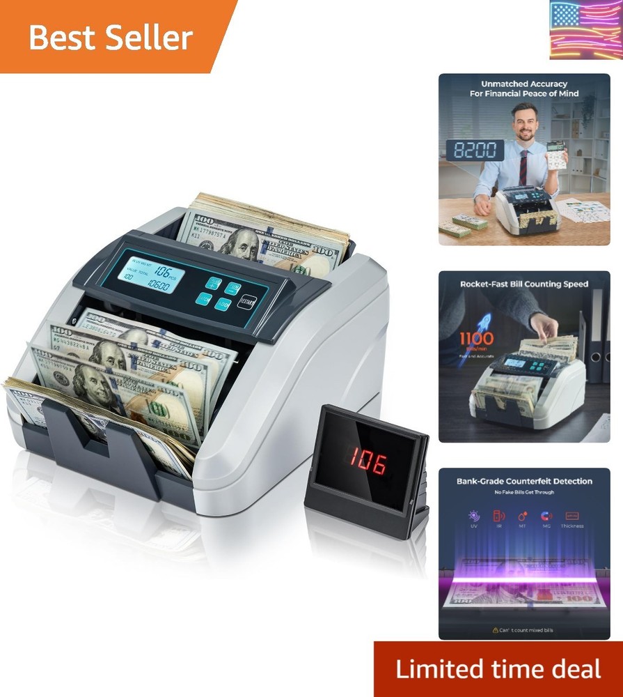 Money Counter Machine Count Value, Add+Batch/Add+ Value Mode Bill Counter, UV...