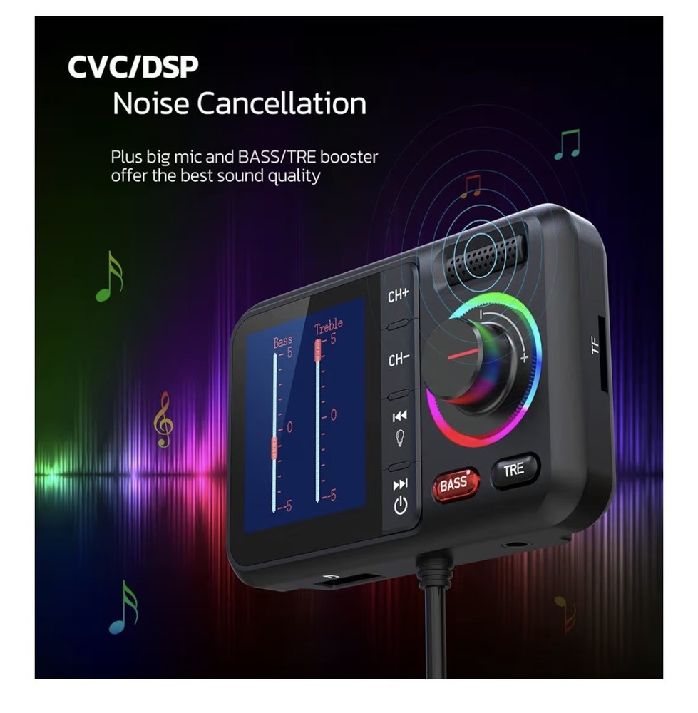 Car Wireless FM Transmitter , Hands Free, MP3 Player, Fast Charging