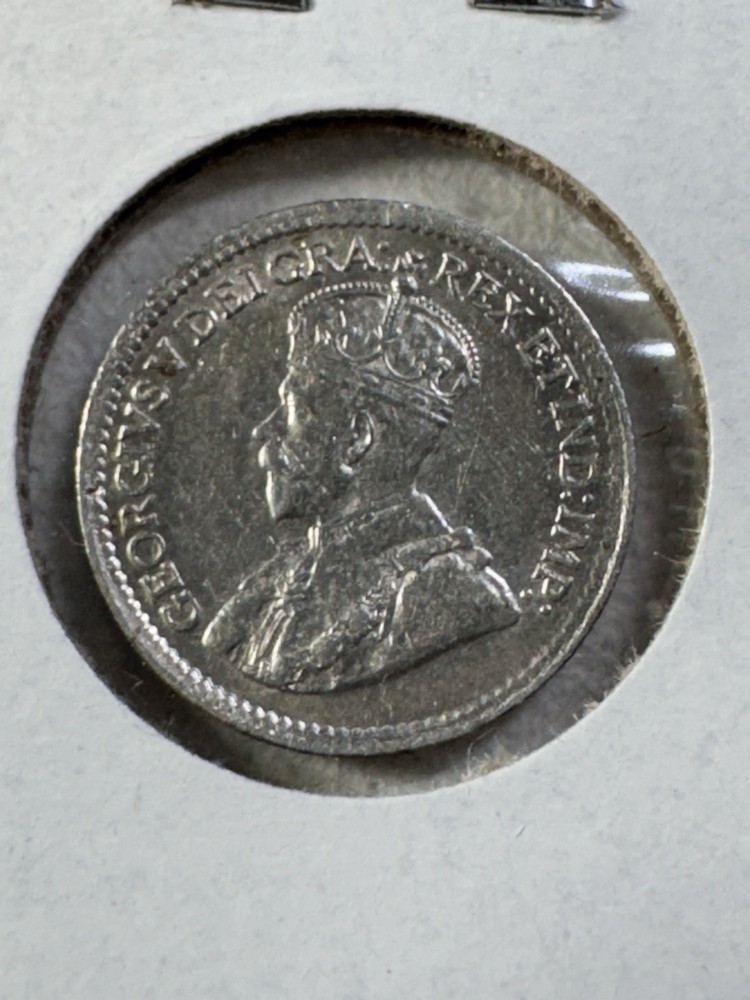 1917 Canada 5 Cents Silver Coin Cleaned