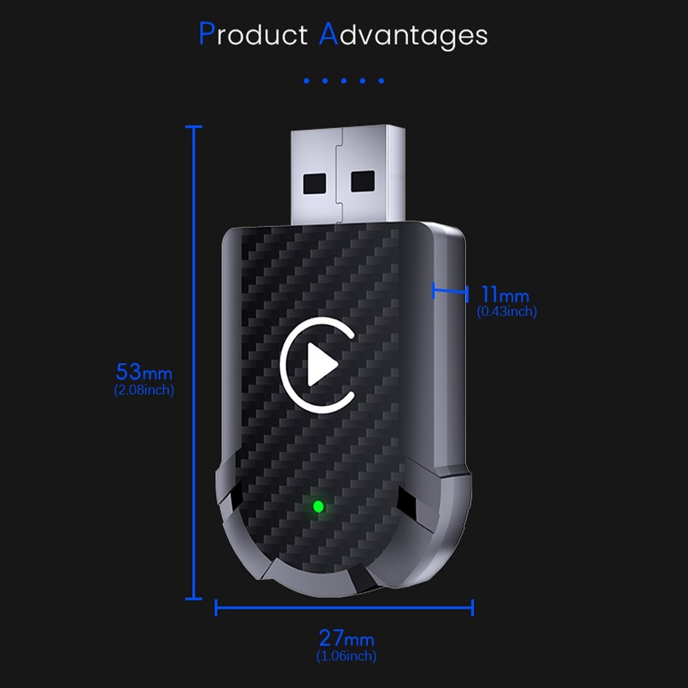 2025 Upgrade Wireless Android Auto Adapter Wireless CarPlay Adapter -Plug & Play