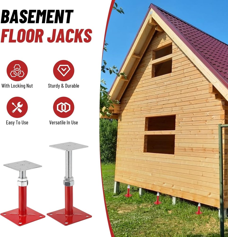 Versatile 5-8" Adjustable Screw Jacks for Leveling and Support - 4 Pack