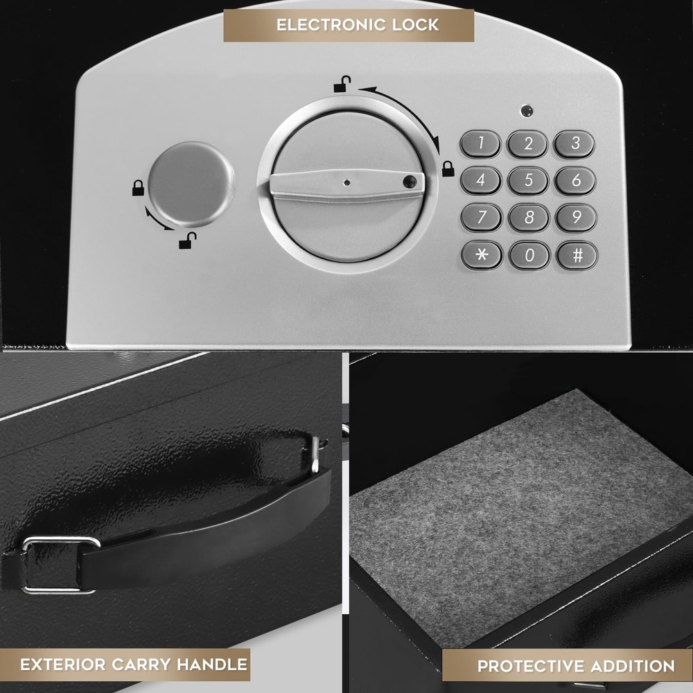 Portable Metal Safe Box with Digital Code Lock,Fire Resistant Storage for Doc...