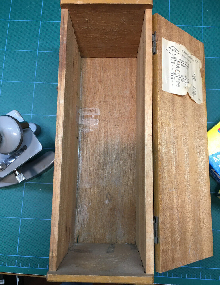 ATCO Microscope Model 1377 W/Original Box & 24 Pre-made Slides! READ BELOW!