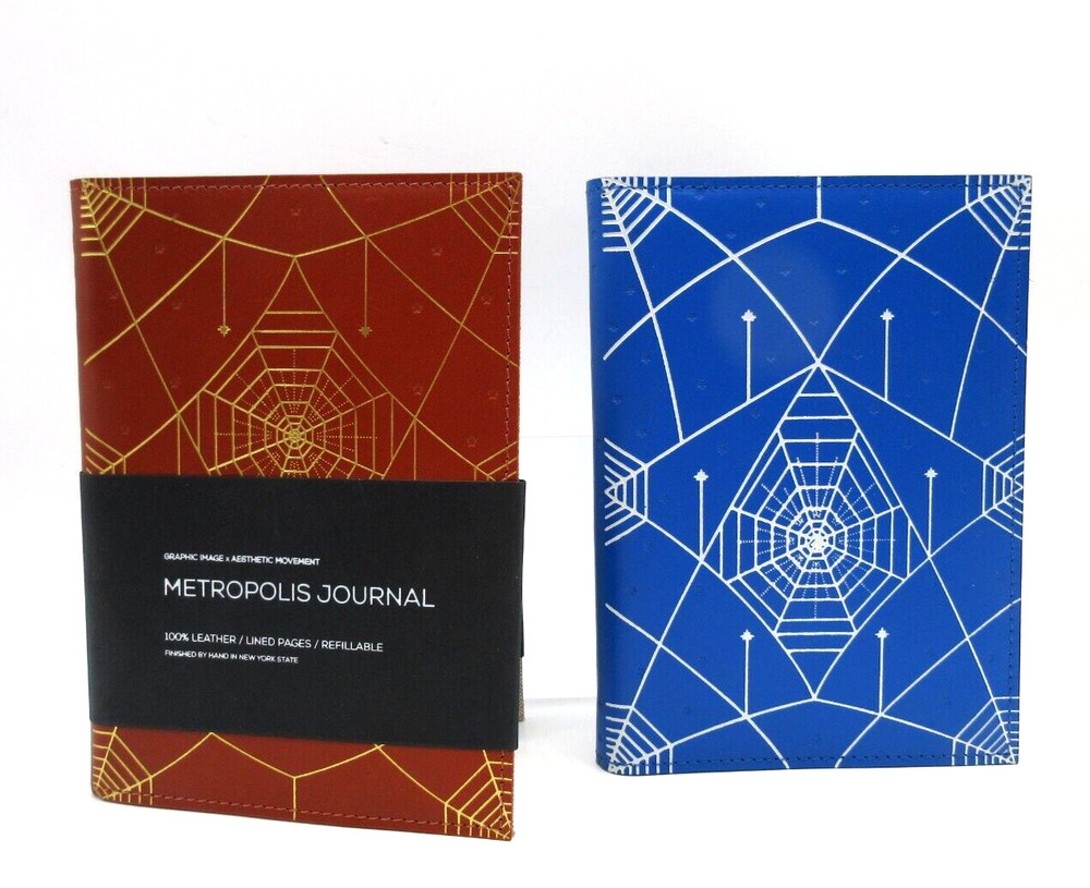 Metropolis Refillable Notebook 7" Leather Cover Spiral Insert Graphic Image Rust