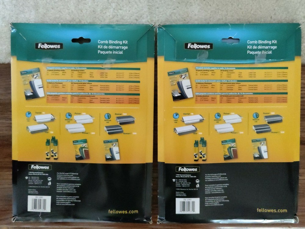 TWO FELLOWES Comb Binding Kit Starter Pack 10.