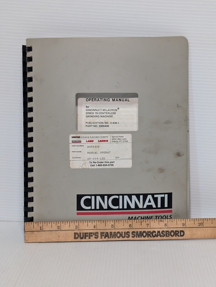 Cincinnati -Operating Instruction Manual - CINCO 15 Centerless Grinding Machine