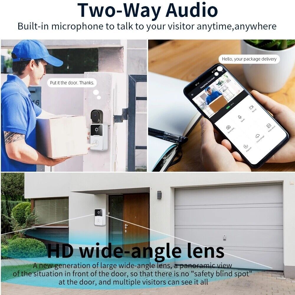 Smart Video Doorbell with HD Video APP Security Intercom Night Vision Chime