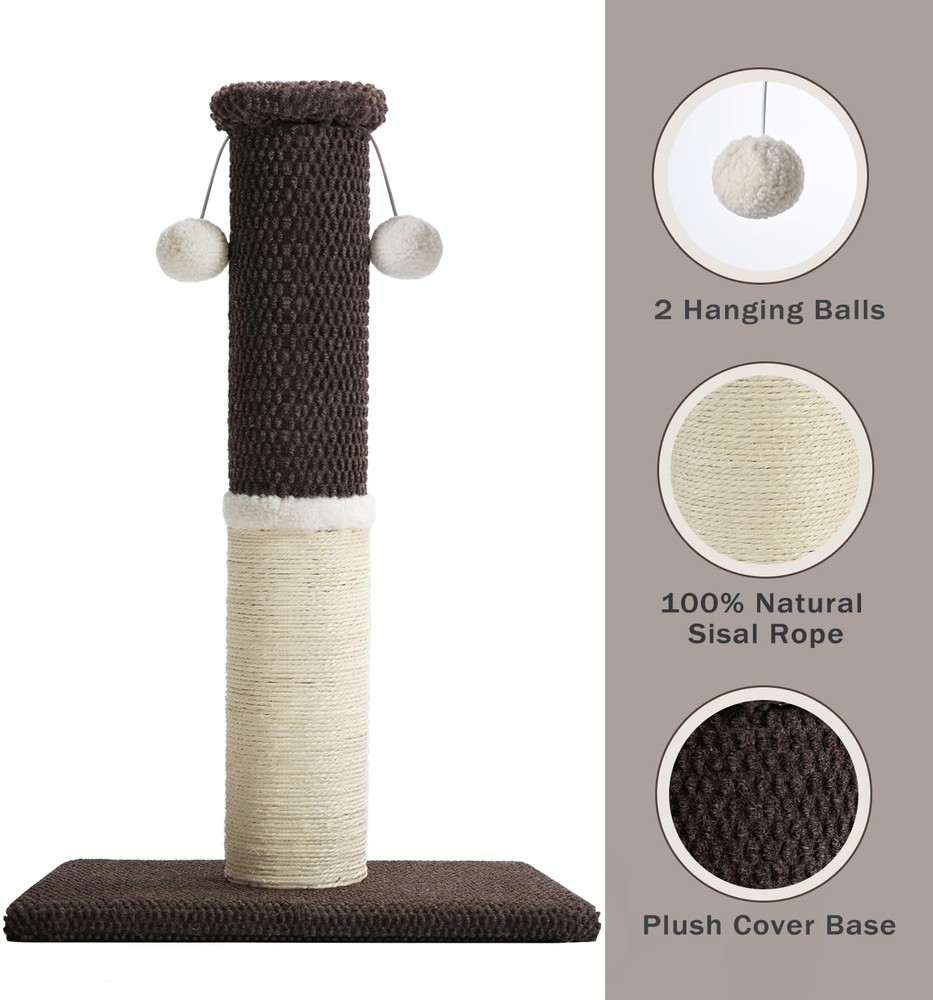 Made4Pets Tall Cat Scratching Post, Heavy Duty and Thicker Scratching Posts for