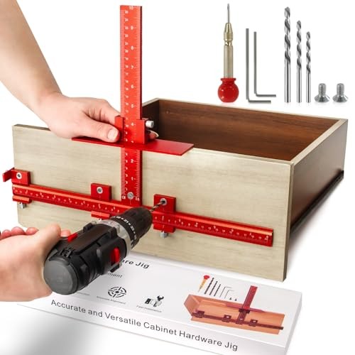 Aluminum Cabinet Hardware Jig Tool for Handles Pulls Knobs, Aluminum-Red
