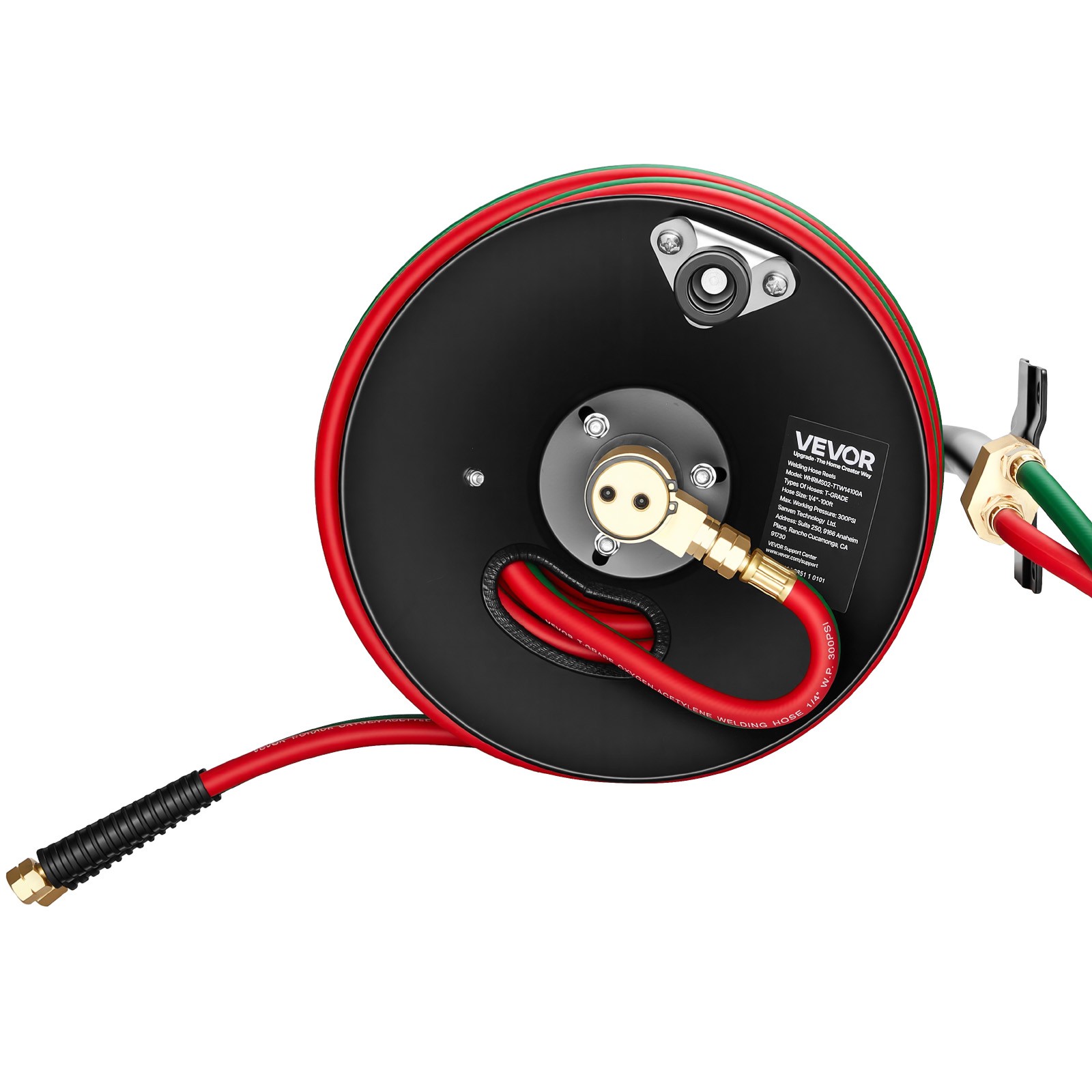 VEVOR Retractable Welding Hose Reel Hand Crank Hose Reel with 1/4" x 100FT Hose