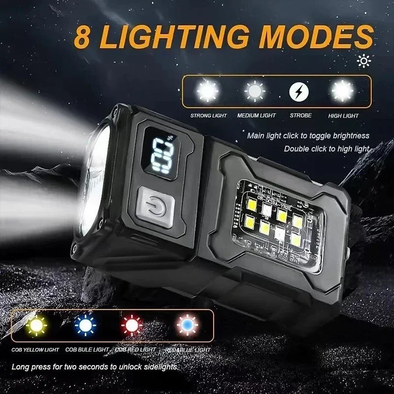 Portable Mini Pocket LED Flashlight Magnetic USB Rechargeable Torch Light Work