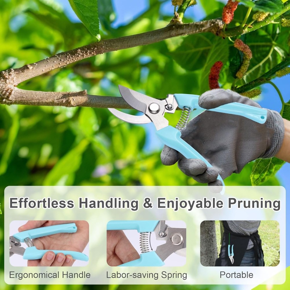 2 Pack Pruning Shears, Stainless Steel Garden Shears, Sharp Bypass & Straight