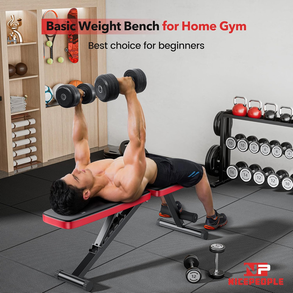 Basic Weight Bench for Home Gym, Foldable Workout Bench with 8 Backrests, 660LBS