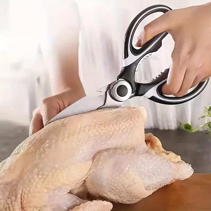 Multi-Use Kitchen Scissors, Stainless Steel, Cuts Chicken Bones/Fish, Durable