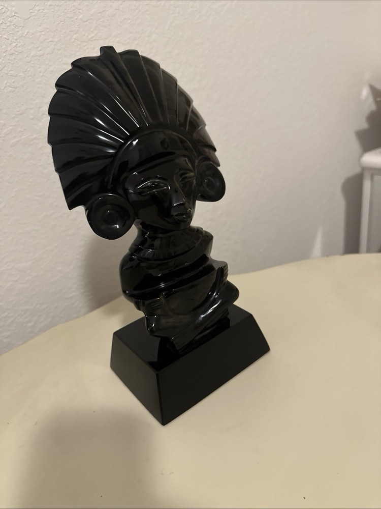 Vintage Obsidian Mayan Figure