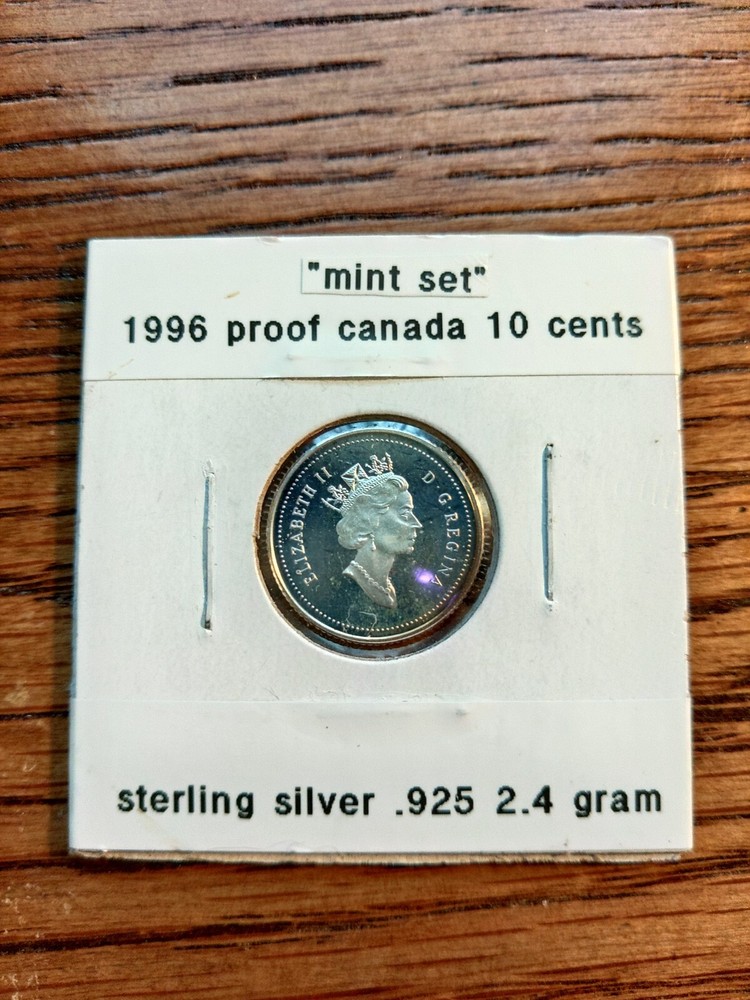 rare silver 1996 sterling .925 canada ten cent proof