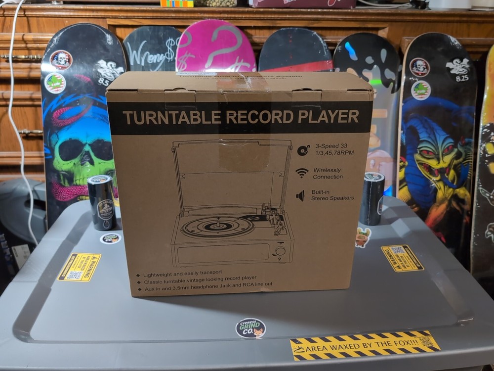 WOCKODER Record Player Bluetooth Turntable 3 Speed Built-in Speakers