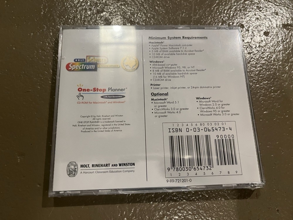 Holt Science & Technology Spectrum One-Stop Planner w/Test Generator CD