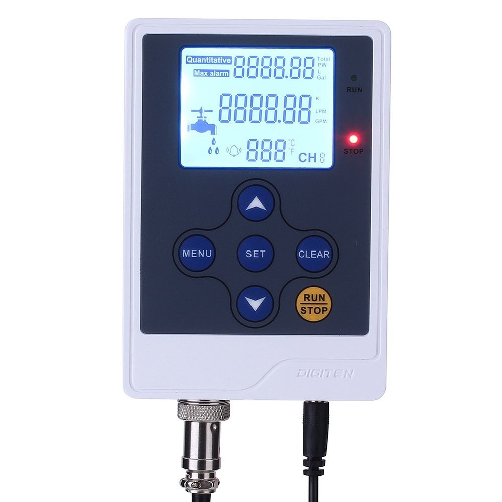 DIGITEN Water Liquid Flow Rate Volume Digital Display Flowmeter Quantitative...