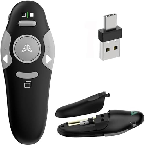 USB/Type-C 2 in 1 Presentation Clicker for PowerPoint Presentation Black