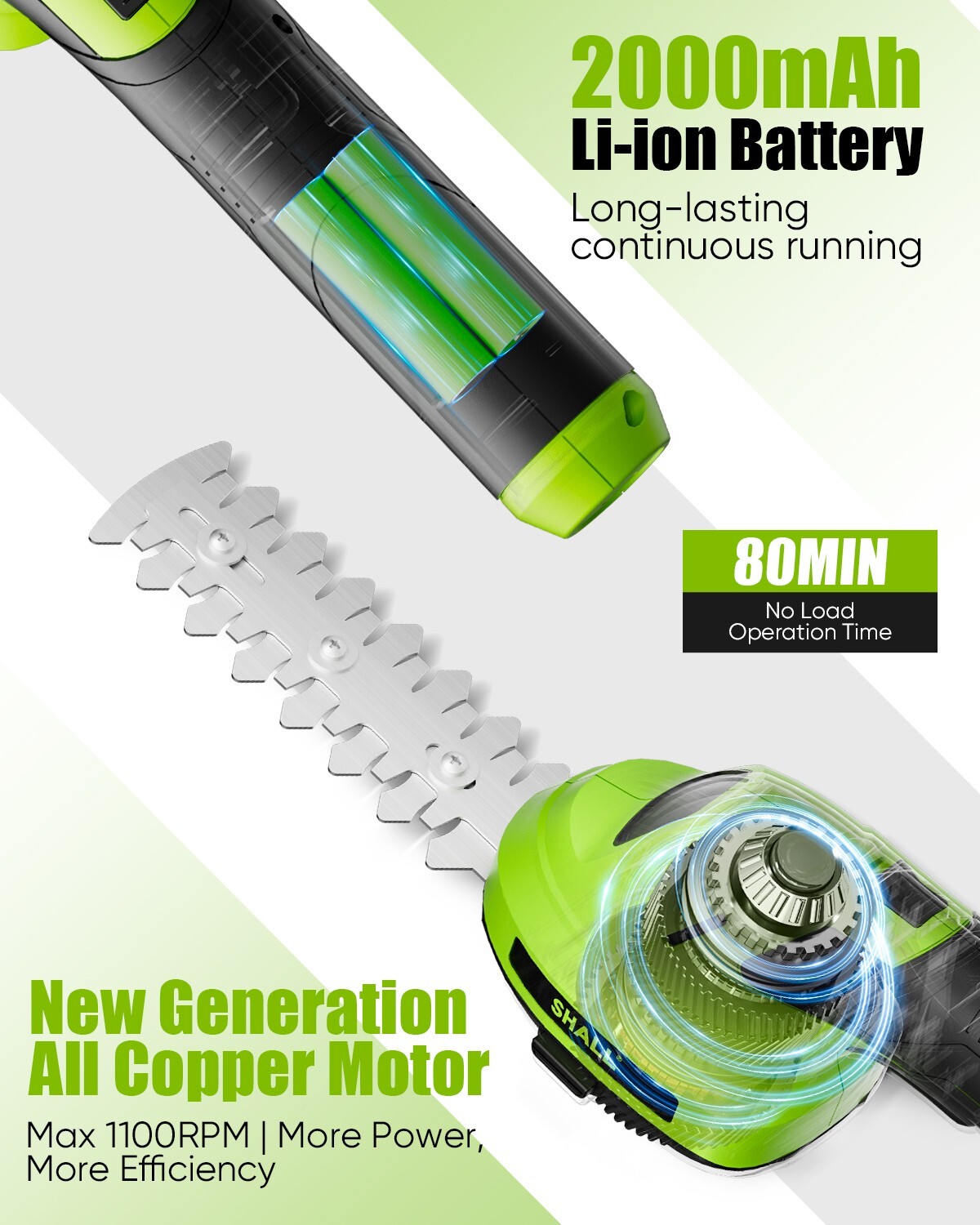 SHALL 2 in 1 Cordless Grass Shear & Hedge Trimmer - 7.2V Electric Bush Trimmer