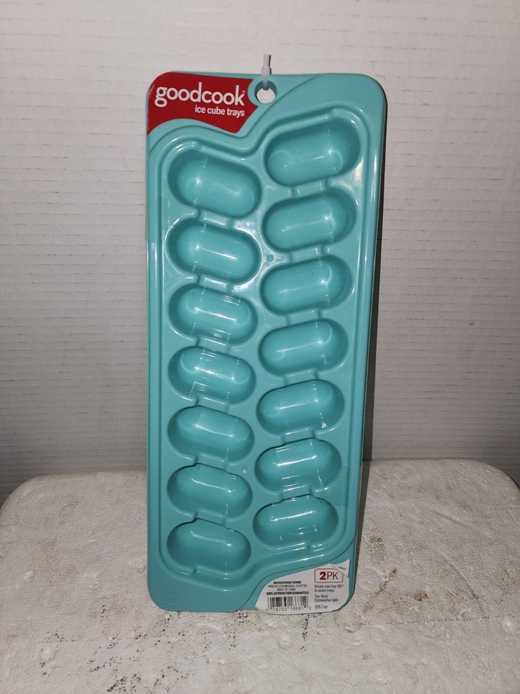 Barrel Ice Cube Trays GoodCook PROfreshionals Stackable 2pk Plastic, Light Blue