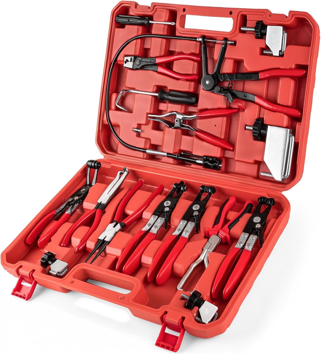 16PCS Hose Clamp Pliers, Hose Clamp Removal Tool Kit with Long Reach & Flexible