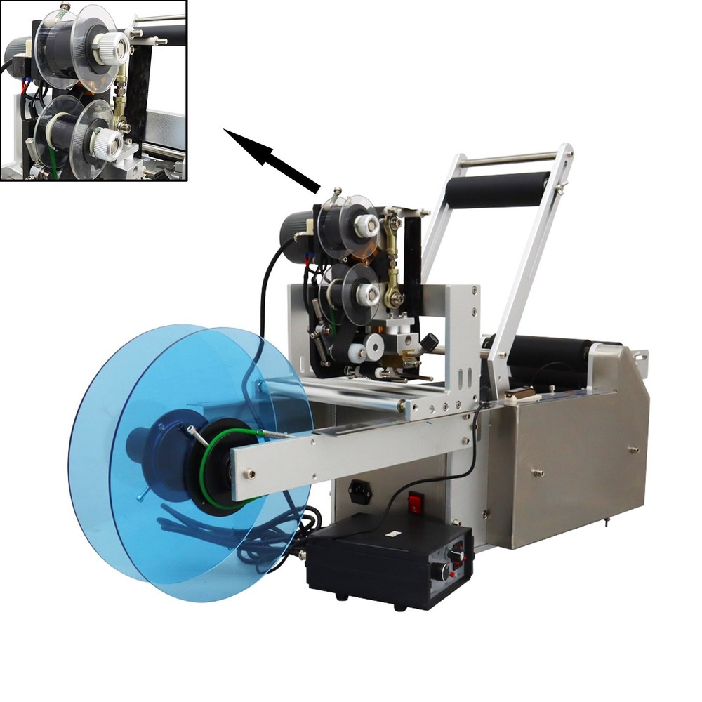 Semi-Automatic Round Bottle Coding and Labeling Machine with Code Printer 110V