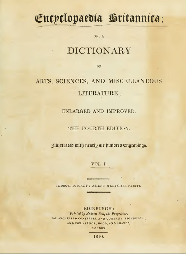 1810 Encyclopedia Britannica: Complete 20 Volume 4th Edition - E25
