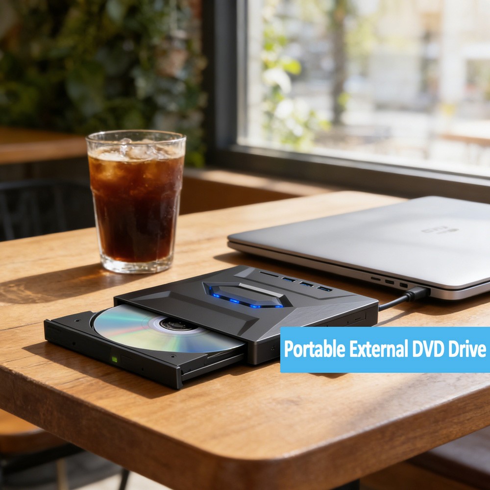 7 in 1 External CD DVD Drive USB 3.0 Writer Burner Player for PC Laptop Windows