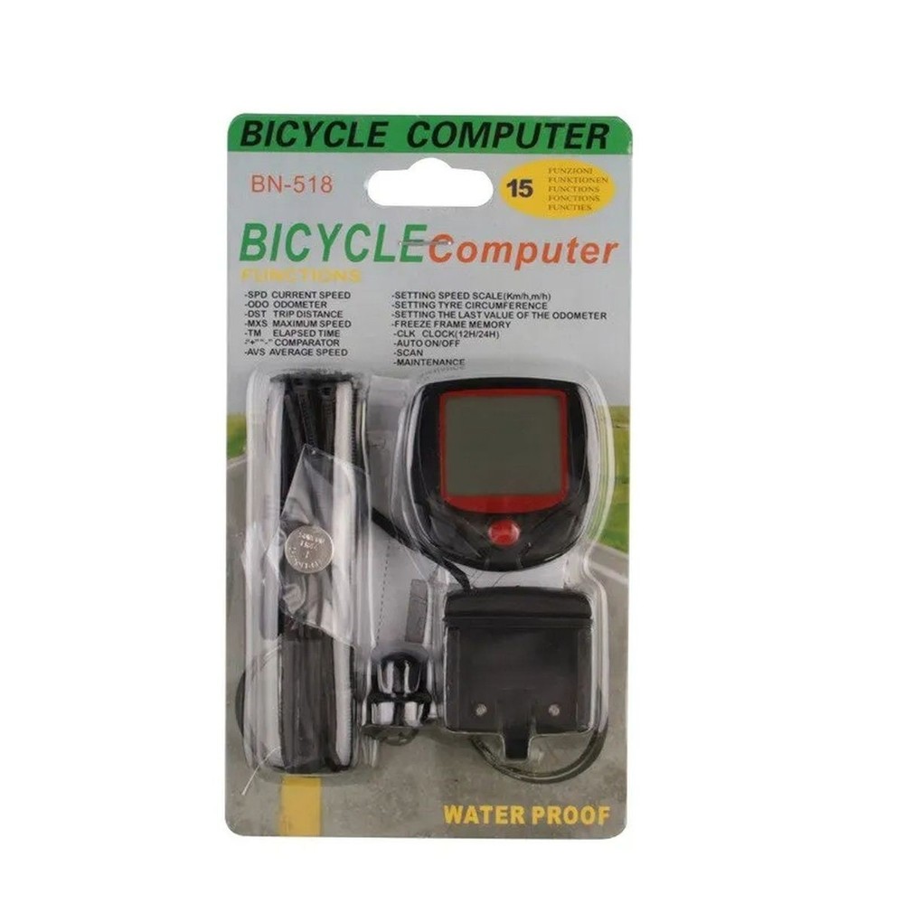 Bicycle Computer BN-518 Wired Waterproof Bike Speedometer with LCD Backlight