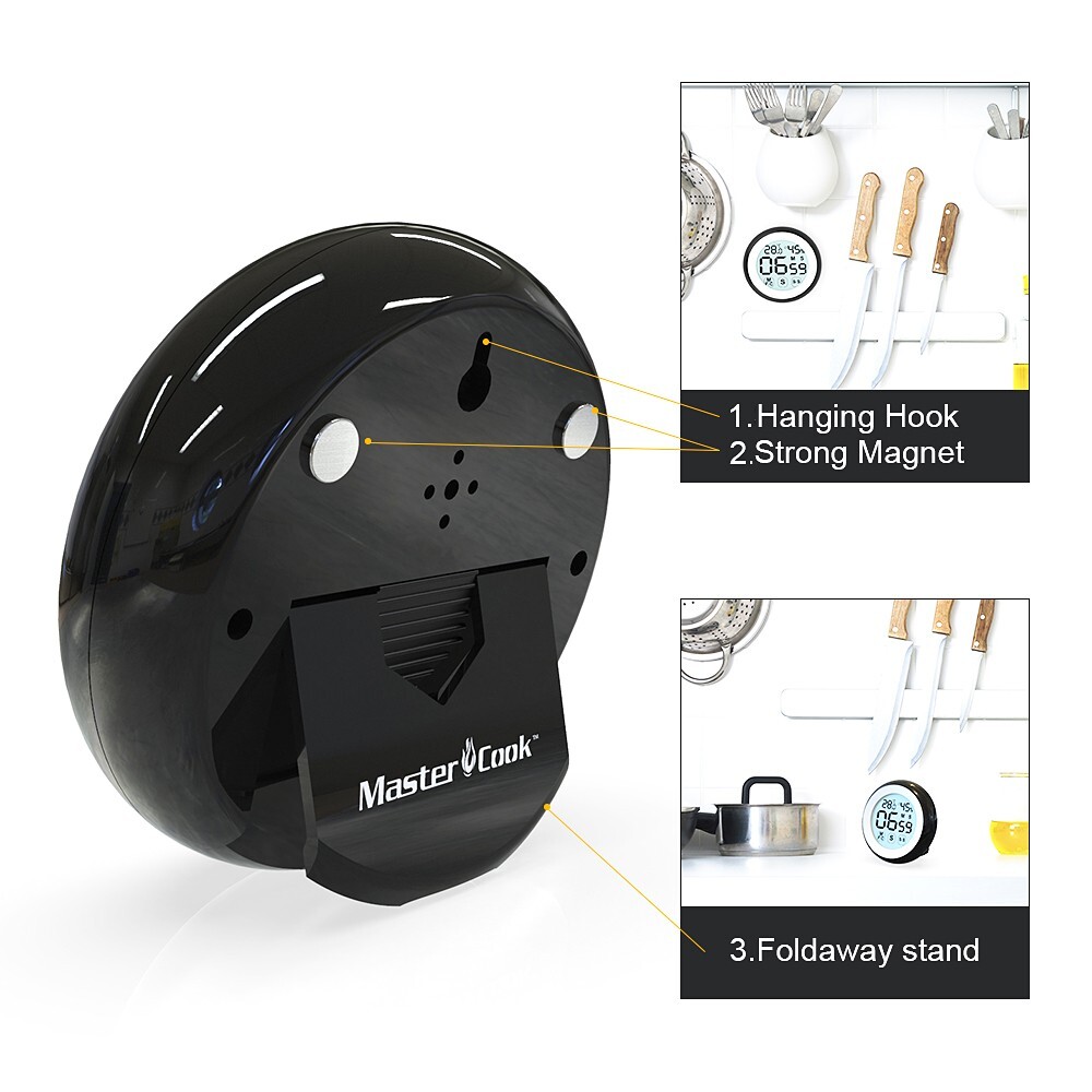 Digital Kitchen Timer with Magnetic Digital Thermometer Humidity, LED Display
