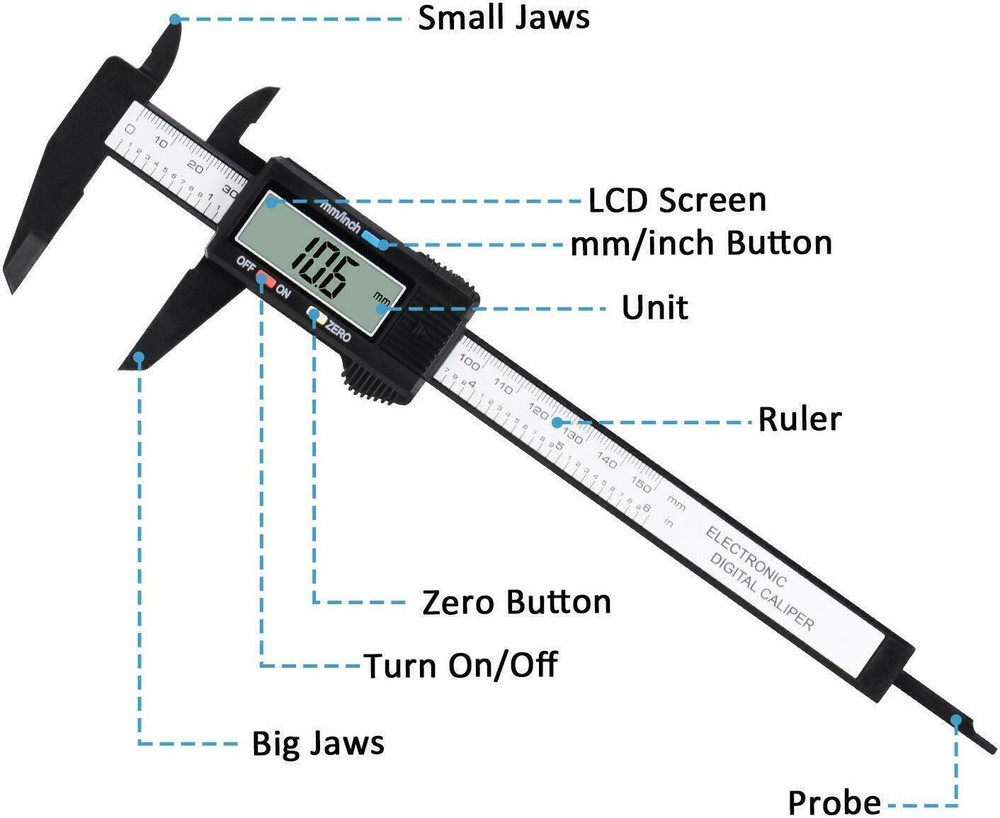 150mm LCD Digital Vernier Caliper 6 Inch Precision Micrometer Measuring Tool