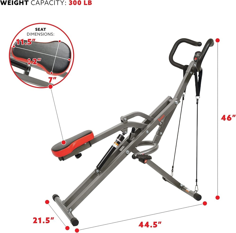 Row-N-Ride PRO: Compact Full Body Squat Machine with Adjustable Resistance Bands
