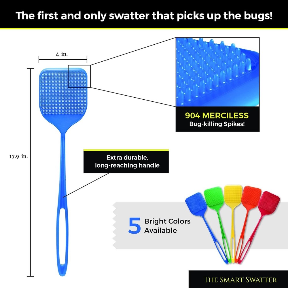 Fly Swatters Plastic Assorted Colors 2 Pack Bug Killer Insect Insecticide