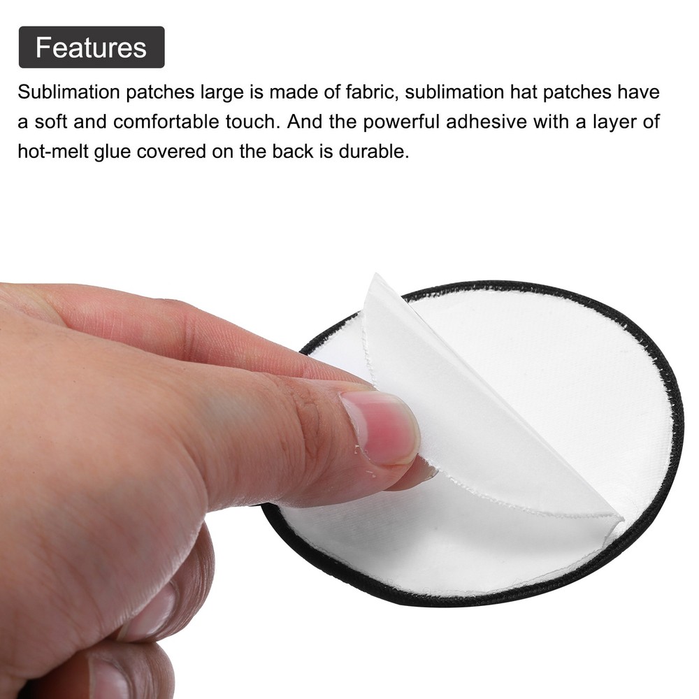 60pcs Sublimation Patch Blank Round White with Black Border
