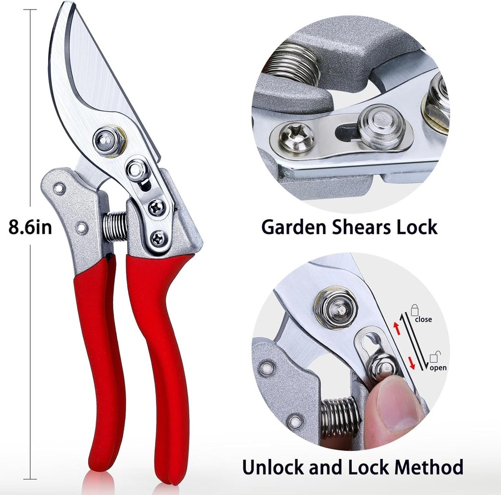 Kynup Pruning Shears Heavy Duty Garden Scissors Red