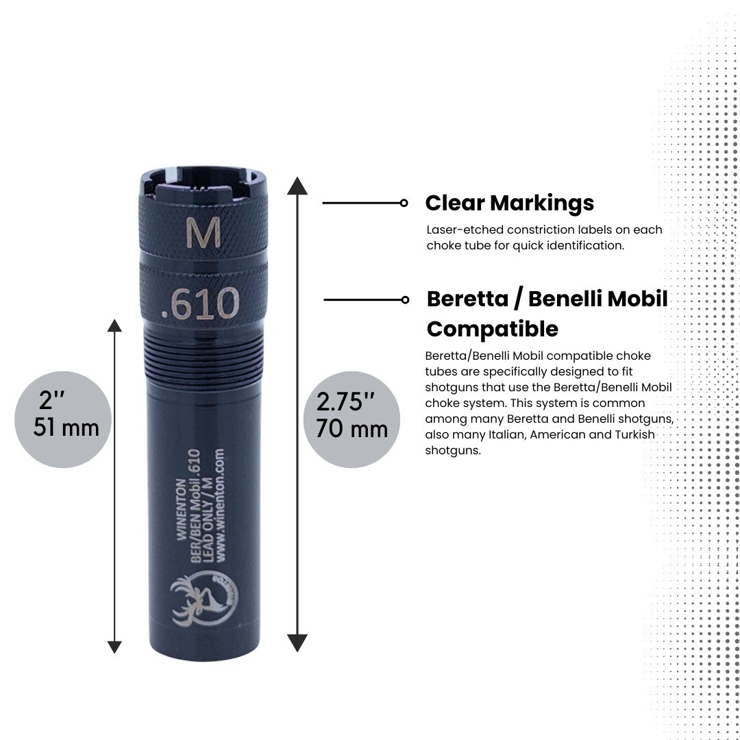 Beretta/Benelli Mobil Thread 20ga Extended Choke Tubes Set 5 pcs Black Winenton™